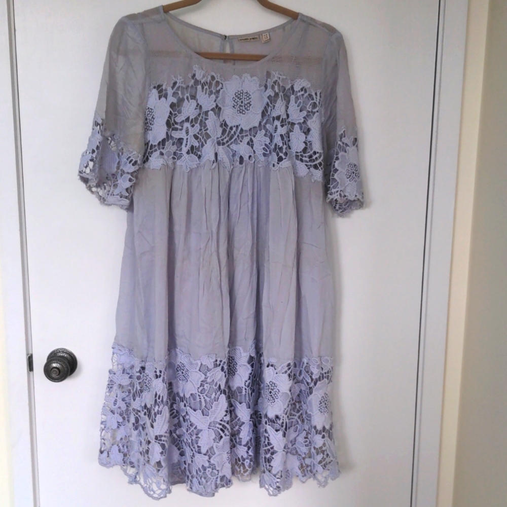 Anthropologie Lilac lace summer cocktail dress 14